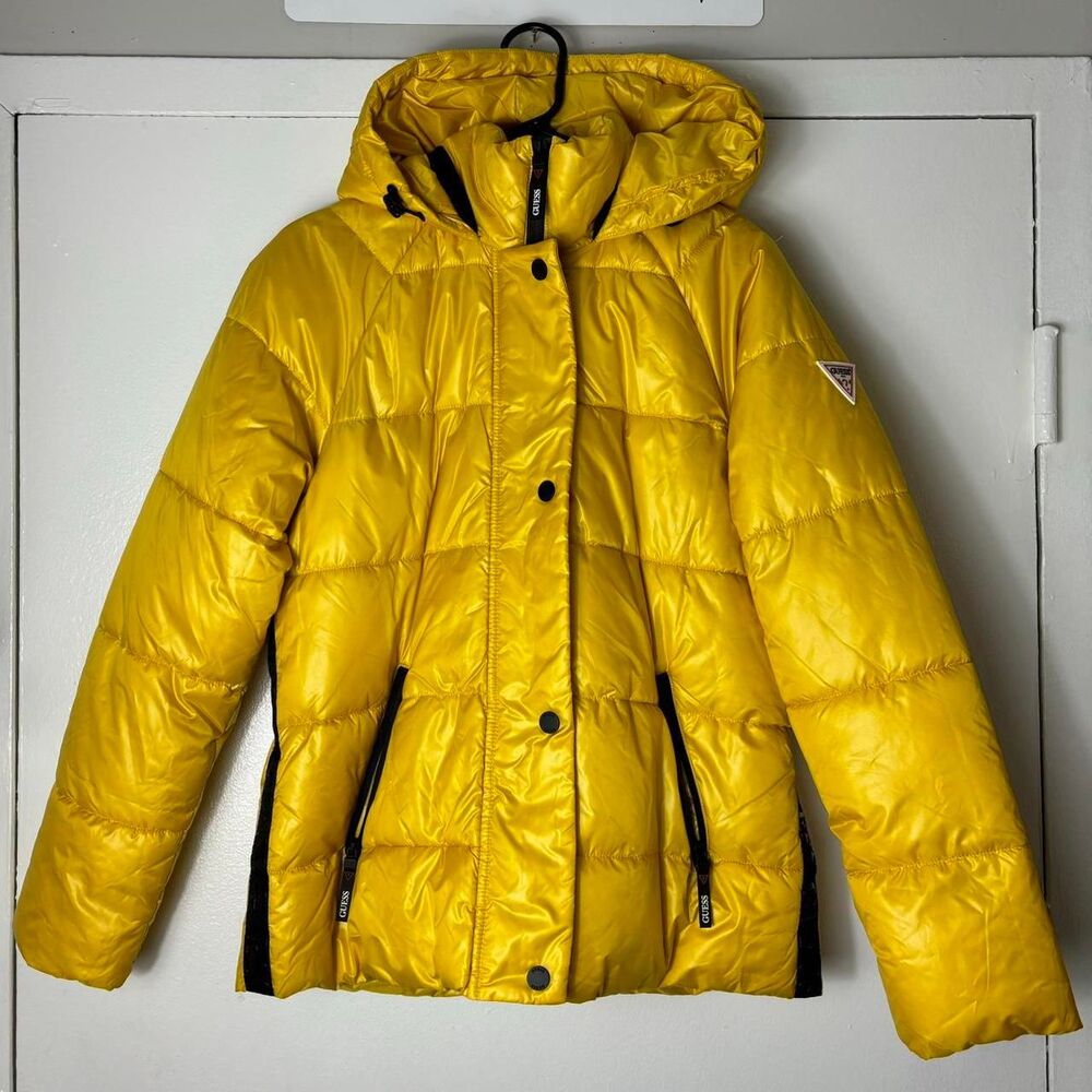 Guess Brand Quilted Yellow Puffer Jacket